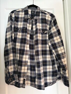 Vans Navy & Cream Plaid Button-Up Shirt